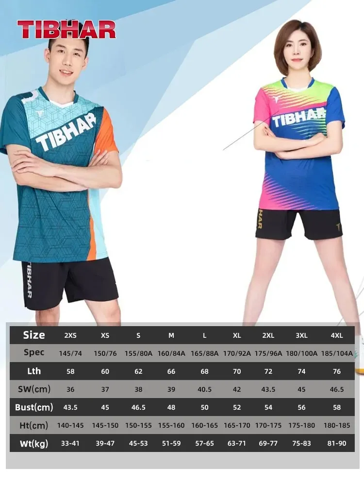 Authentieke Tibhar 02305 Tafeltenniskleding Voor Mannen Vrouwen Kleding T-shirt Korte Mouwen Ping Pong Jersey Sport Jerseys