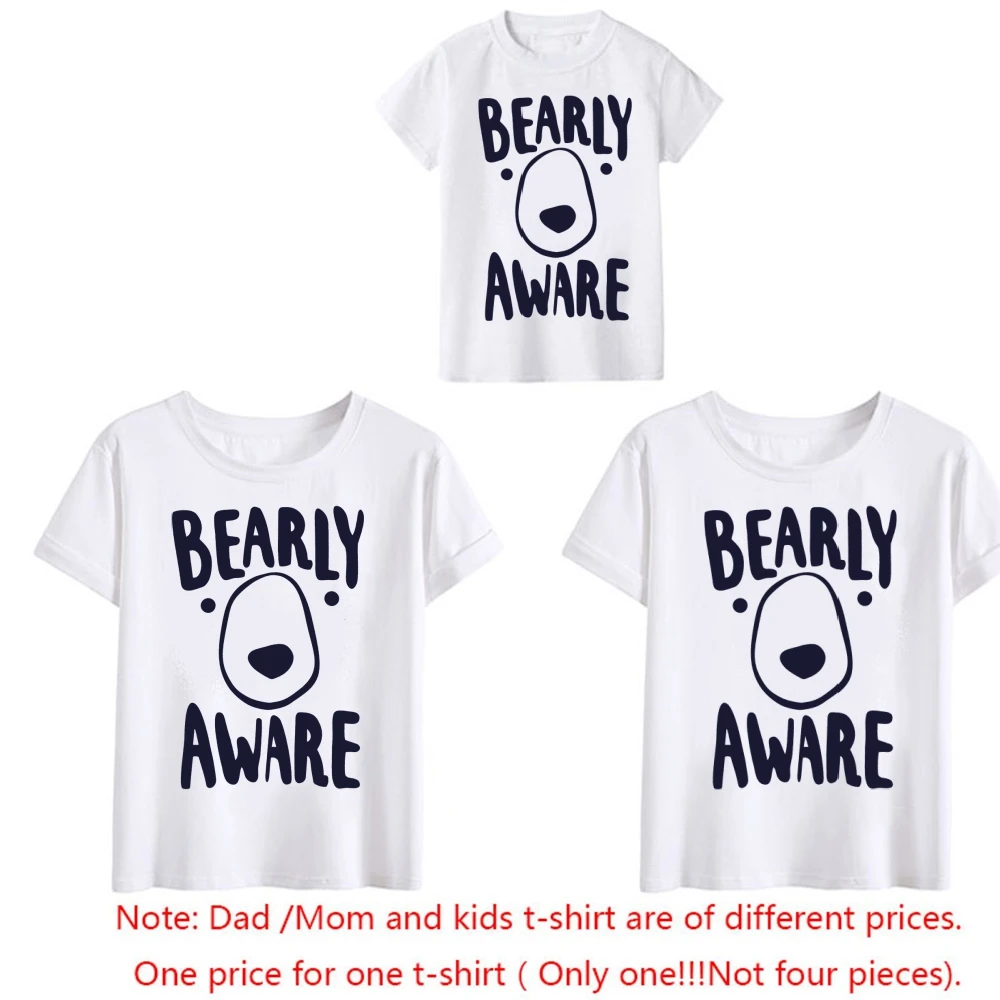 PatPat Family Matching BEARLY AWAKE Bear Face Short Sleeve Top Matching Outfits Our First Mather's Day Together Family Outfit