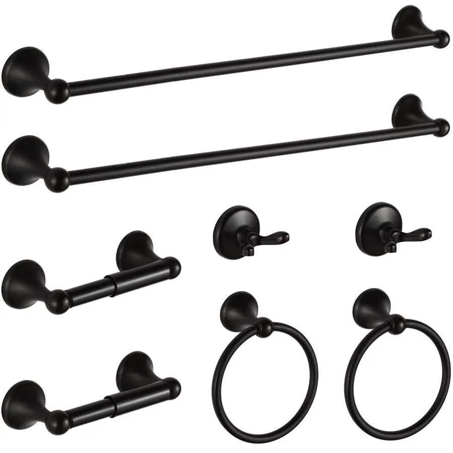 

Bathroom Hardware Set OilRubbed Bronze Bath Towel Bars Adjustable Expandable Bathroom Accessory Set Towel Racks 8Pieces Wall Mou