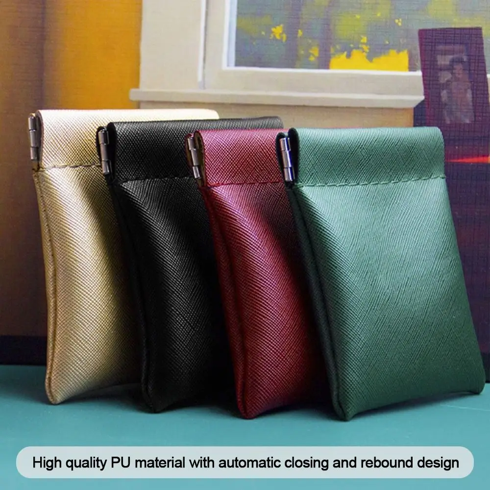 Portable PU Leather Earphone Wire Bag Solid Mini Money Bag Wallet Pouch Unisex
