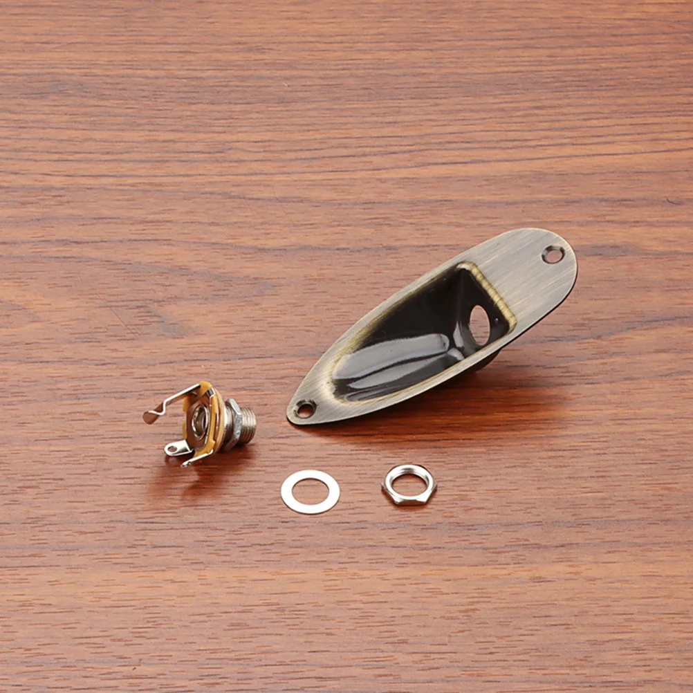 

Metal Guitar Jack Plate Boat Shape Cover for Input Output Socket Replacement Electric Guitar Parts Hardware Installation Tool