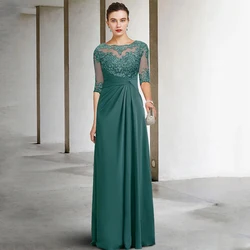 Wunderschöne 3/4 Hülse Mutter der Braut Kleider mit Spitze Strand Chiffon Hochzeit Party Kleid Scoop Strand Robe De Soirée 2023 sommer