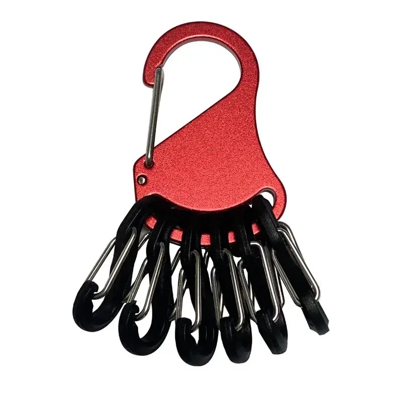 7in 1 Tactical Aluminum Alloy Chem Light Holders Carabiner Clip 6 S-Biners Glow Sticks Key Storage Buckle for Outdoor Camping view 3