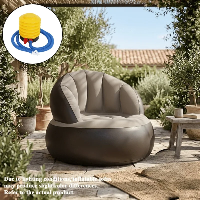 1 PVC Inflatable Sofa, 1 Air Pump, 1 Air Hose. PVC Outdoor Chair, Inflatable Chair, Foldable Portable Chair, Outdoor Goods, Home