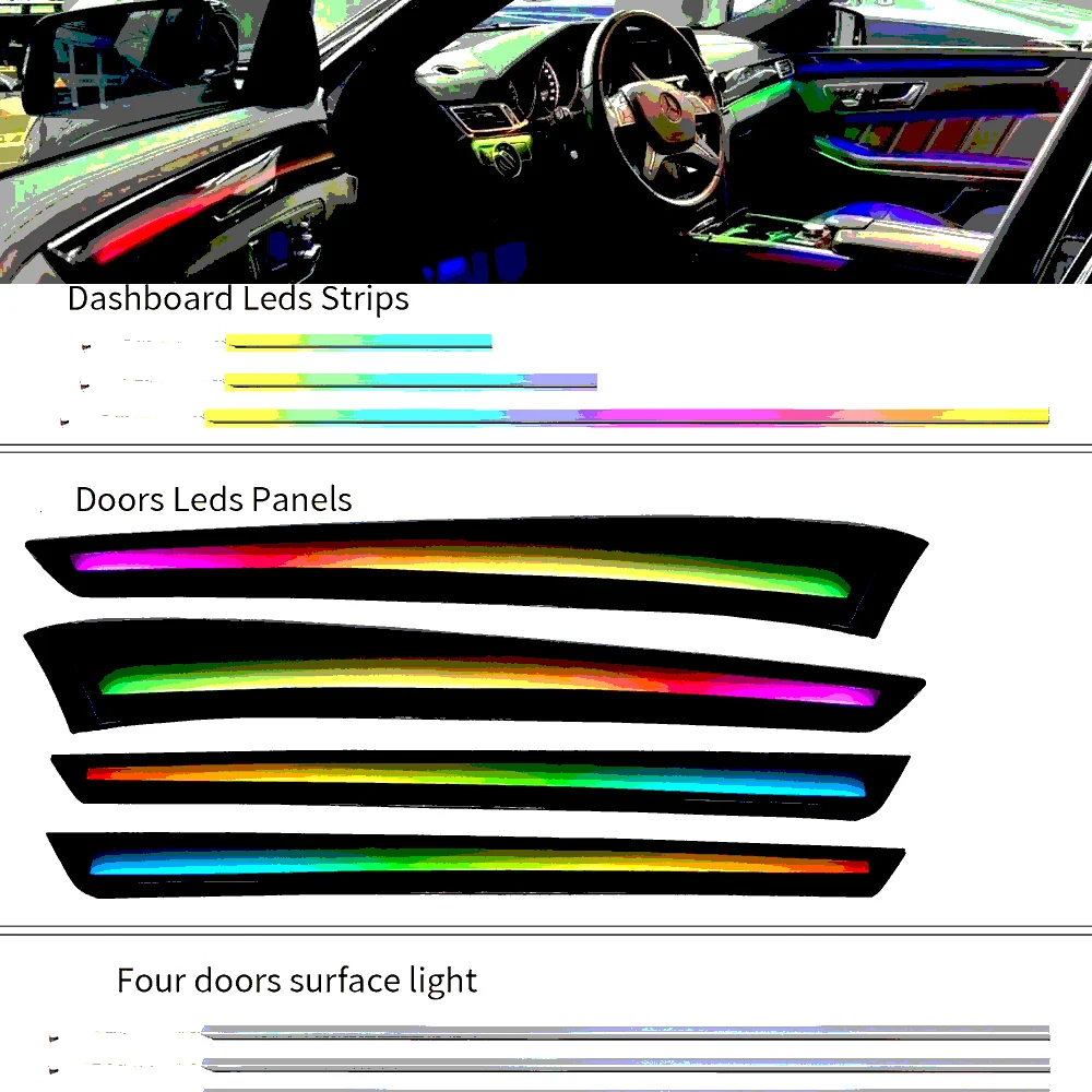 

Active Dynamic Shodow Decorative Ambient Light For Mercedes W212 E-Class 2010-2015 Replacement Black Panel Strips Trim