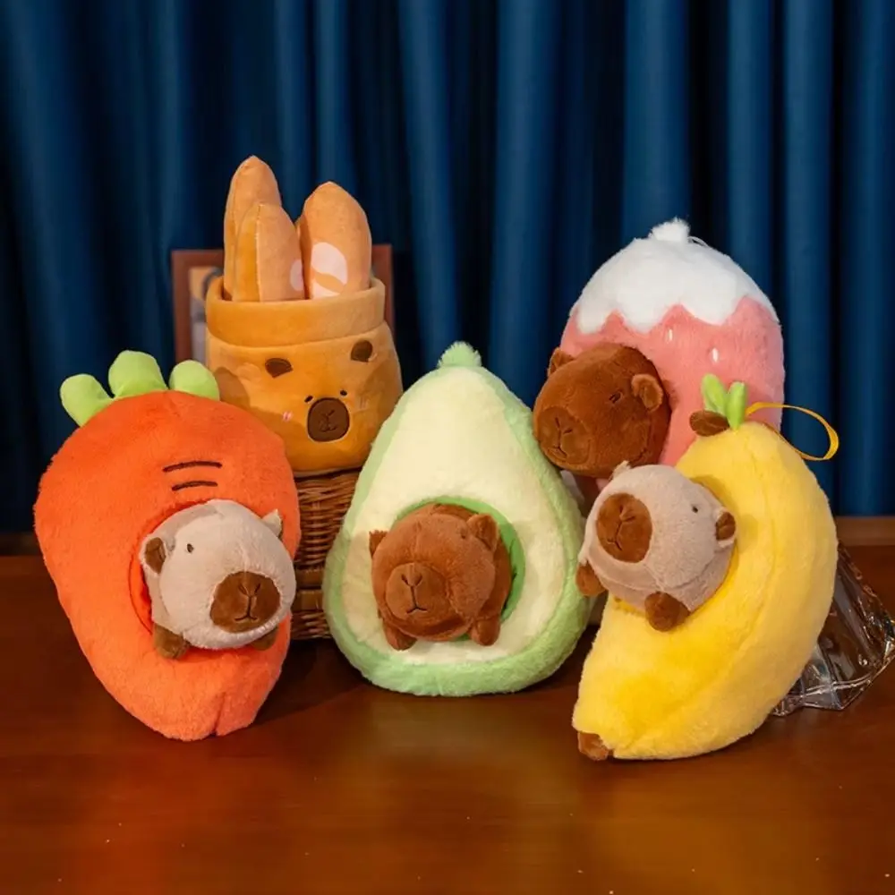 Simulazione di fragole Capibara Giocattolo Avocado PP Cotone Banana Capibara Bambole di peluche 25 cm Animale Carota Capibara Peluche