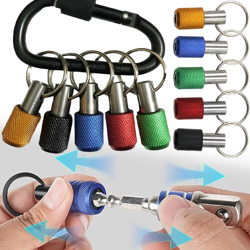 1/4 Inch Bits Holder Keychain Hex Shank Screwdriver Drill Bit Adapter Quick Release Socket Extension Bar Bits Holders Hand Tools