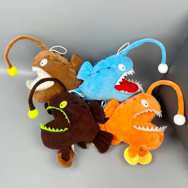 Soft Devil Fish Lantern Fish Plush Toy Monkfish Stuffed Animal Doll Cute Squishy Doll Home Decor Game Toy Gift for Boys Girls