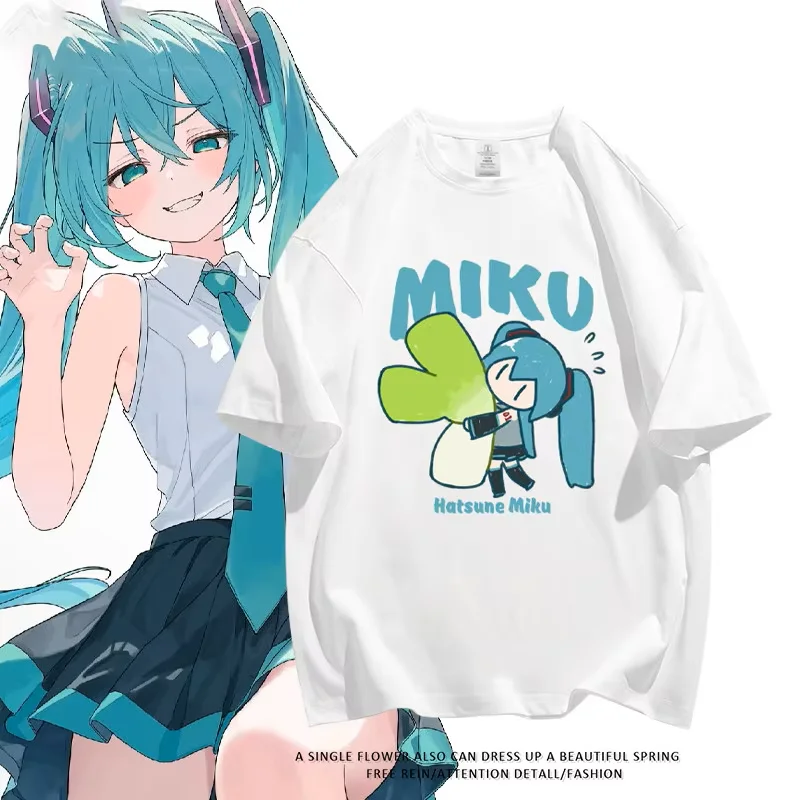 Hatsune Miku Collaborates on Future MIKU Line Style Short Sleeved Pure Cotton Printed New Casual Men's and Women's Clothing