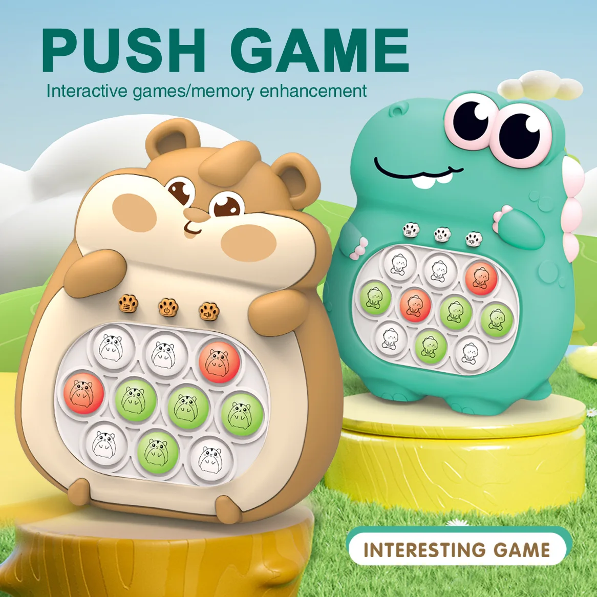 Press Play Game Console Children Toys Whack-a-mole Electronic Handheld Game Console Quick-push Puzzle Toys Boys Girl Kids Gifts