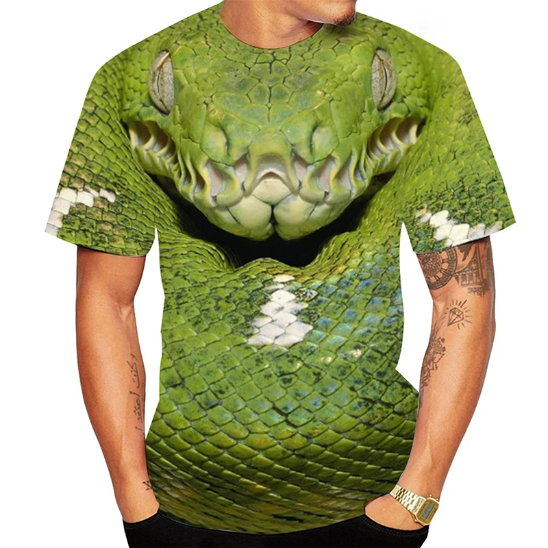 Fashion Horror Animal Snake 3D Print T-shirt Fashion Cobra Streetwear Men Woman Round-Neck TShirts Oversized Harajuku Men\'s Tops