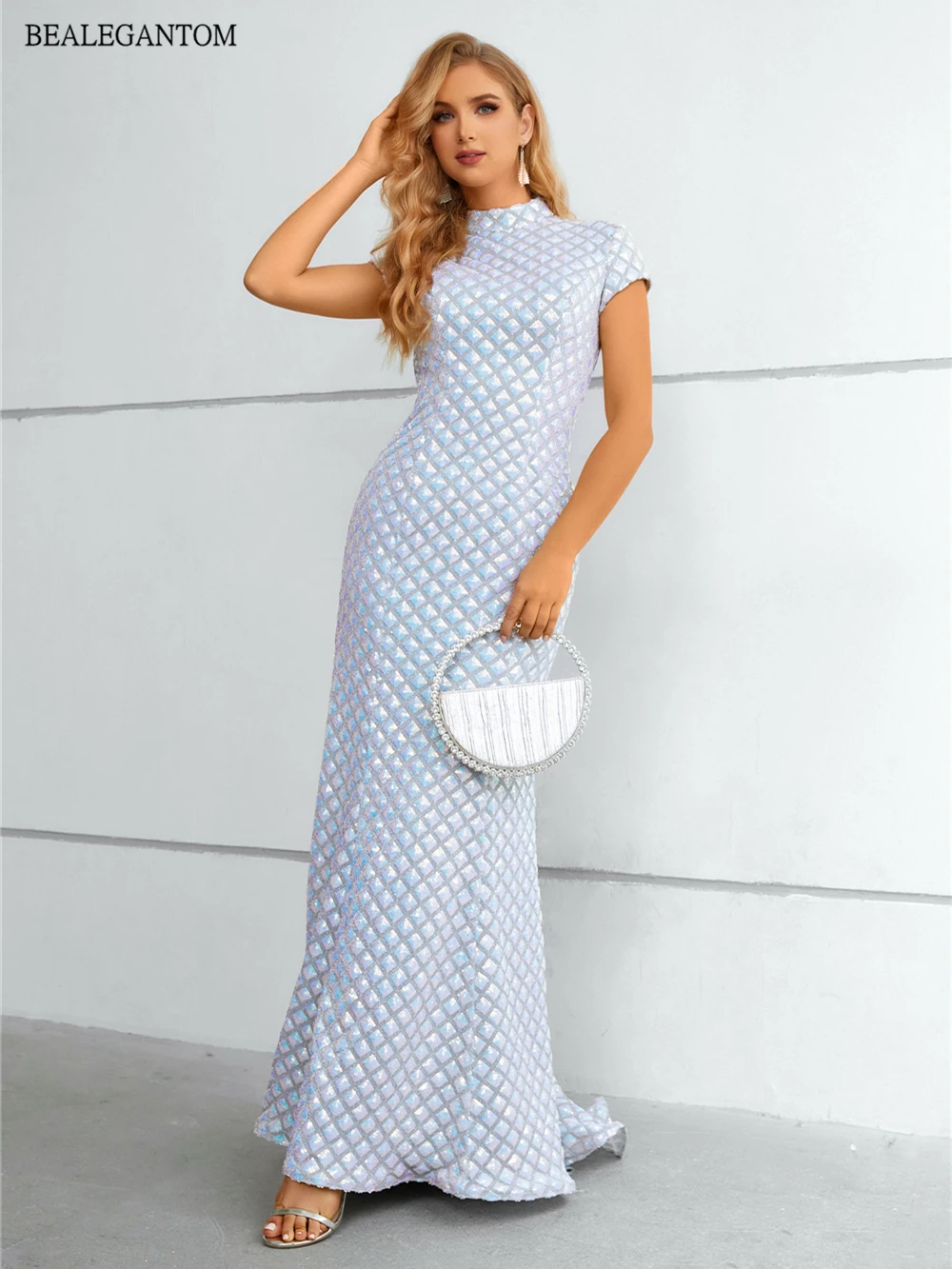 Bealegantom 인어 이브닝 드레스 2025 새로운 도착 구슬 장식 민소매 긴 공식 파티 파티 가운 Robe De Soiree