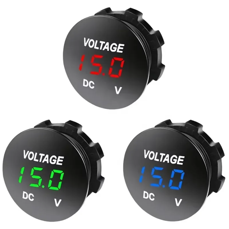 12V 24V LED Digital Display Voltmeter Waterproof Voltage Car Motorcycle Battery Voltmeter Voltage Tester for Car Boat Marine
