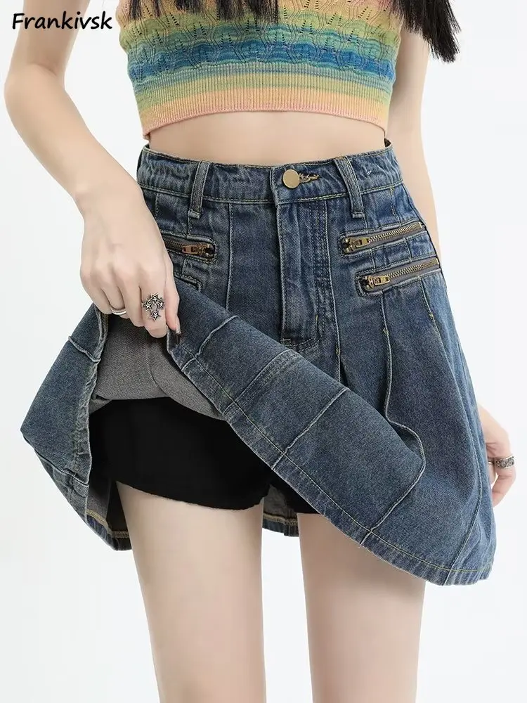 

Mini Pleated Skirts Women Anti-Glare Sexy Hot Girl American Retro with Lining All-match Hotsweet Summer High Waist College Daily