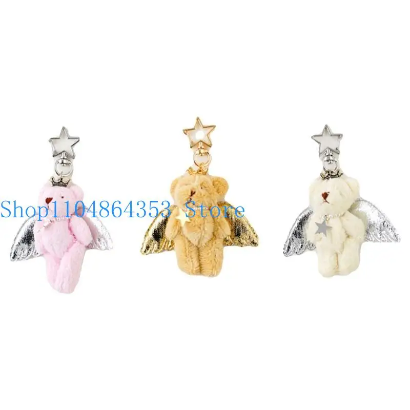 652F Angel Bear Keychain Pendant Stuffed Animals Charm for Bag Backpack Handbag view 5