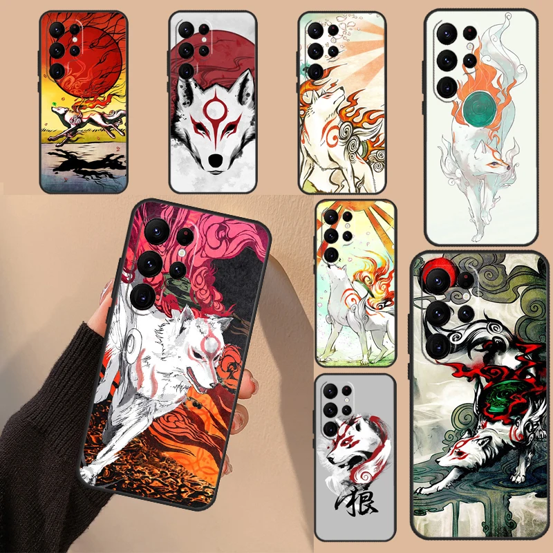 Okami Wolf Phone Case For Samsung Galaxy S20 FE S21 S22 S23 Ultra S8 S9 S10 Note 20 10 Plus Fundas