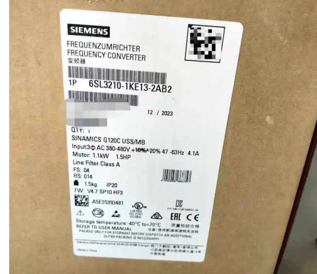 6SL3210-1KE13-2AB2  Variable Frequency Converter 3.2A Output  Protection 150% Overload Industrial Speed Control Inverter