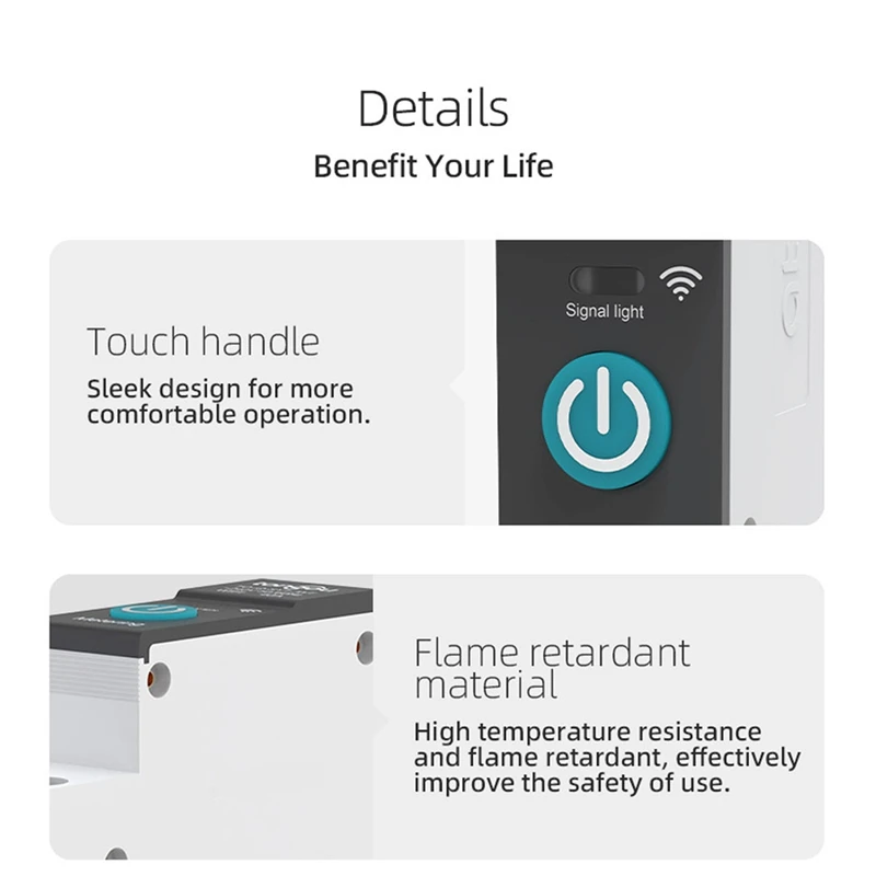 3X 40A Tuya เครื่องวัดพลังงานอัจฉริยะแบบเฟสเดียวมี Wifi, เครื่องวัดพลังงานอัจฉริยะหน้าจอแสดงปริมาณการใช้พลังงาน kWh wattmeter สีดำ