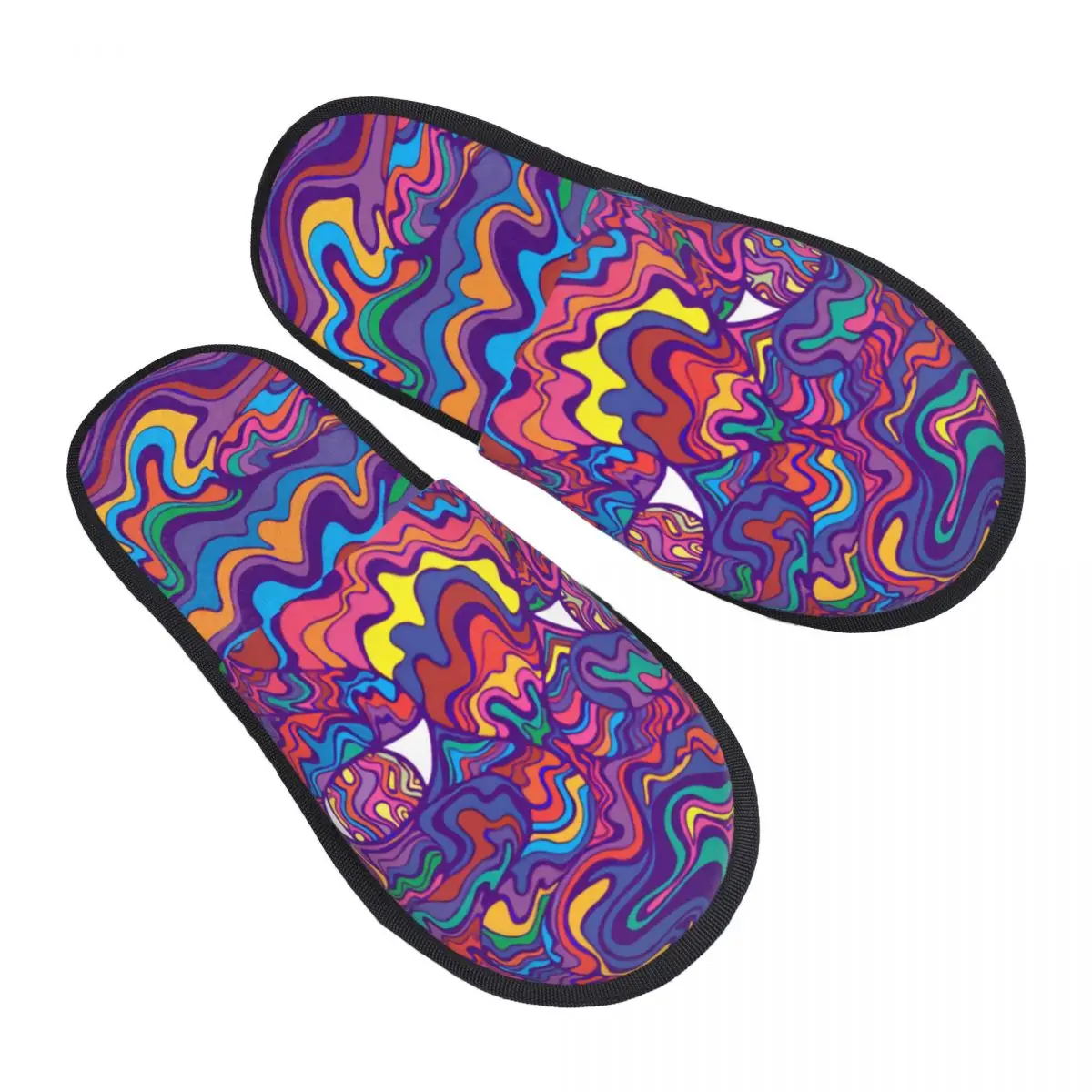 

Custom Print Women Stylish Psychedelic Filigree House Slippers Soft Warm Memory Foam Fluffy Slipper Indoor Outdoor Shoes