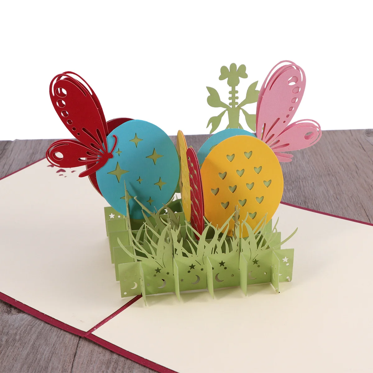 

Up Easter Greeting Cards Colored Cutouts Butterfly Flower Eggs Design Holiday Gift For Parents Teachers