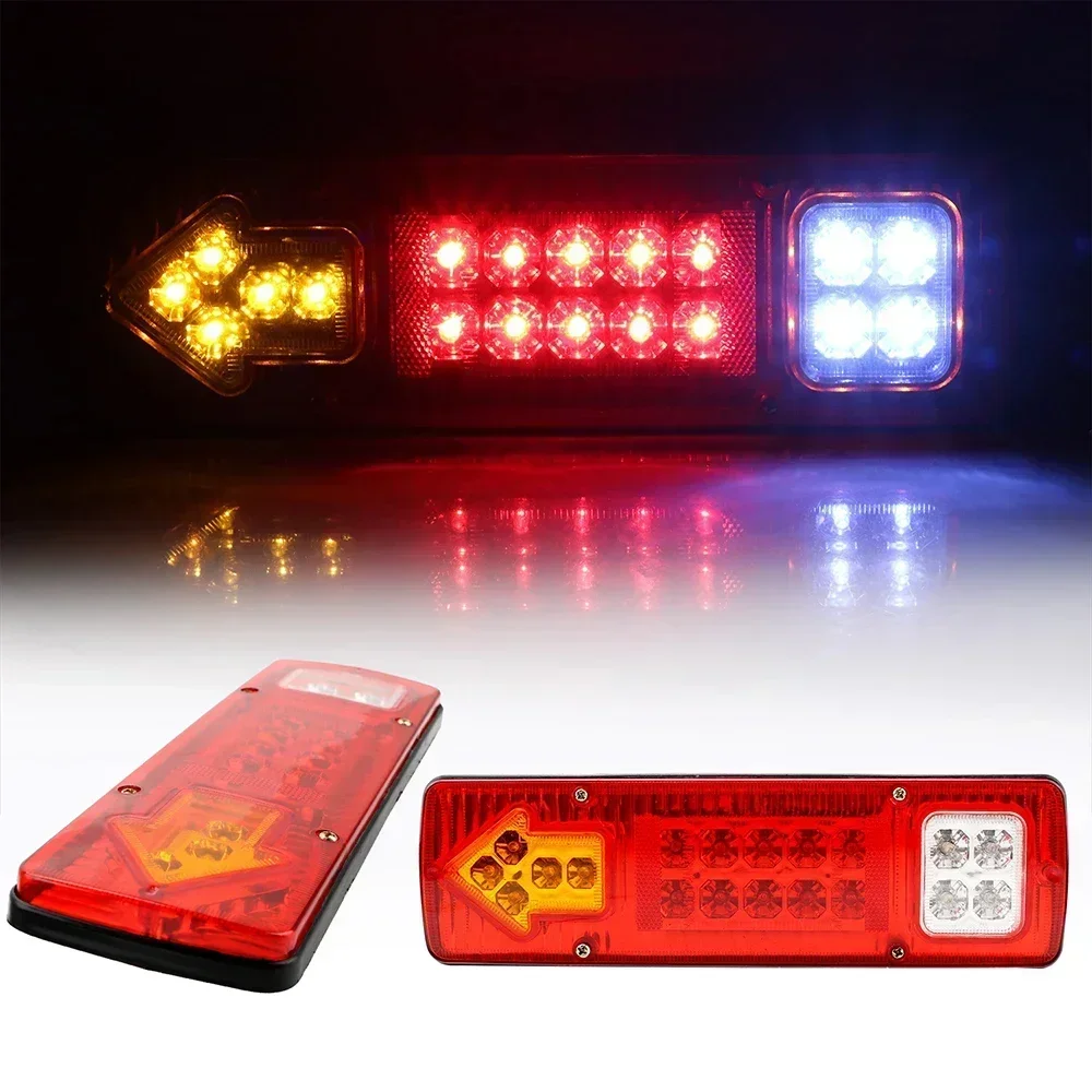 1-2pcs Stop Lights For Trailer Lorries Boat Truck 12V 24V Waterproof Reversing Lights 19LED Tail Lights Turn Signal Lamp