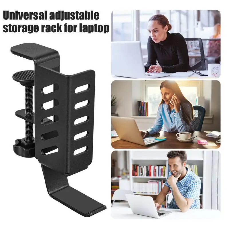 ที่วางแล็ปท็อปแนวตั้งด้านข้างโต๊ะไม่เจาะที่วางแล็ปท็อปแบบปรับได้ด้านข้างจัดระเบียบโต๊ะข้างของโต๊ะที่หนีบชั้นวางจัดระเบียบในพื้นที่ประหยัดพื้นที่