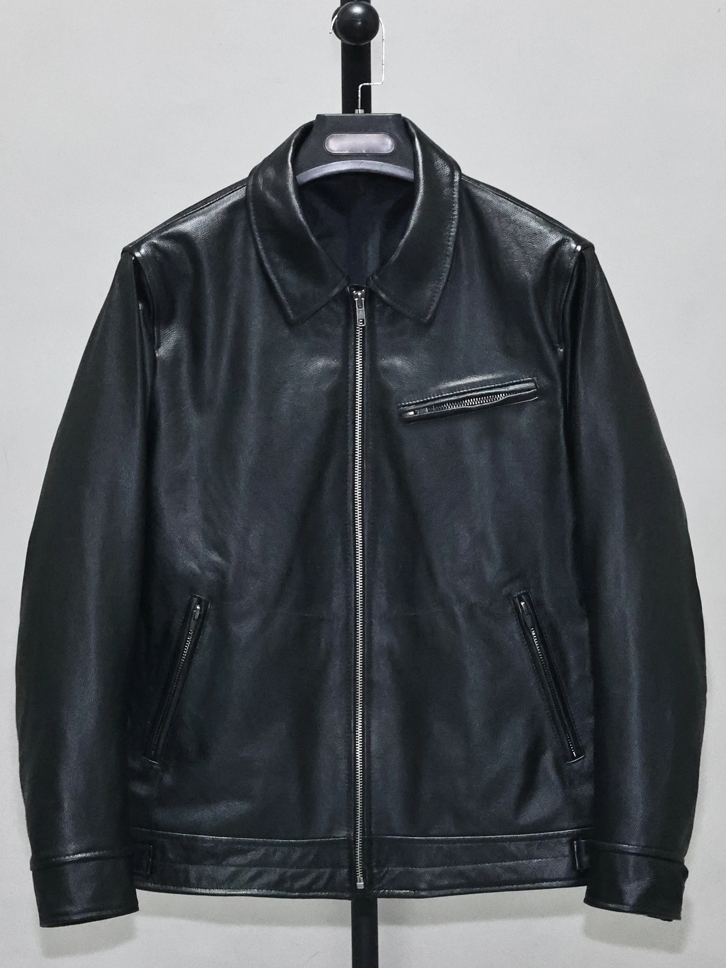 

Мужская приталенная куртка из мягкой кожи с отложным воротником, повседневная, деловая, мотоциклетная, тонкая, из мягкой кожи, верхняя одежда