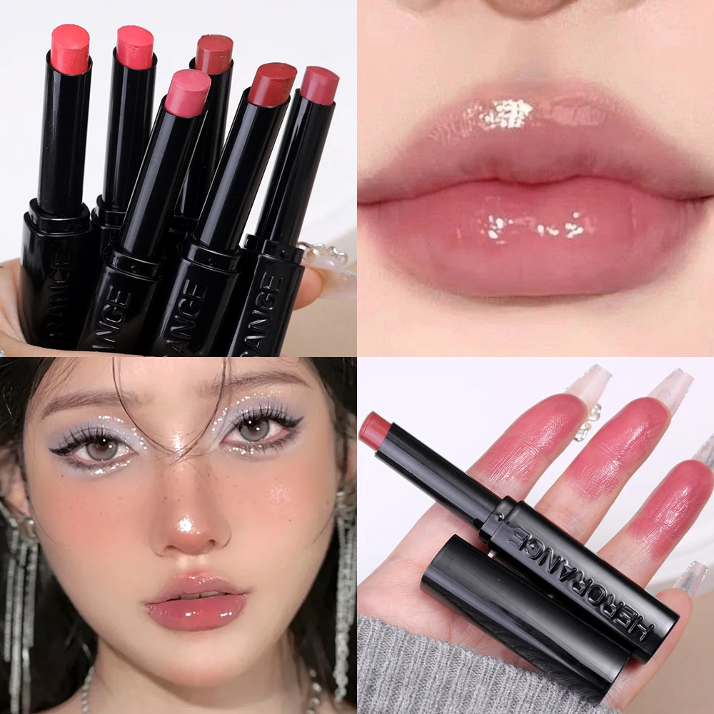 Crystal Jelly Lipstick Moisturizing Lasting Non-stick Cup Water Mirror Black Tube Lip Tint Solid Lipgloss Lips Makeup Cosmetics