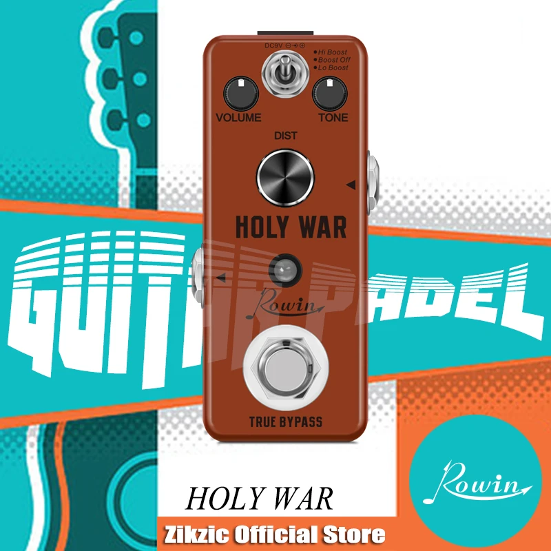 

Rowin Heavy Metal Distortion Pedal Holy War Analog Heavy Pedal for Electric Guitar Classic 80's Metal Sound True Bypass LEF-305