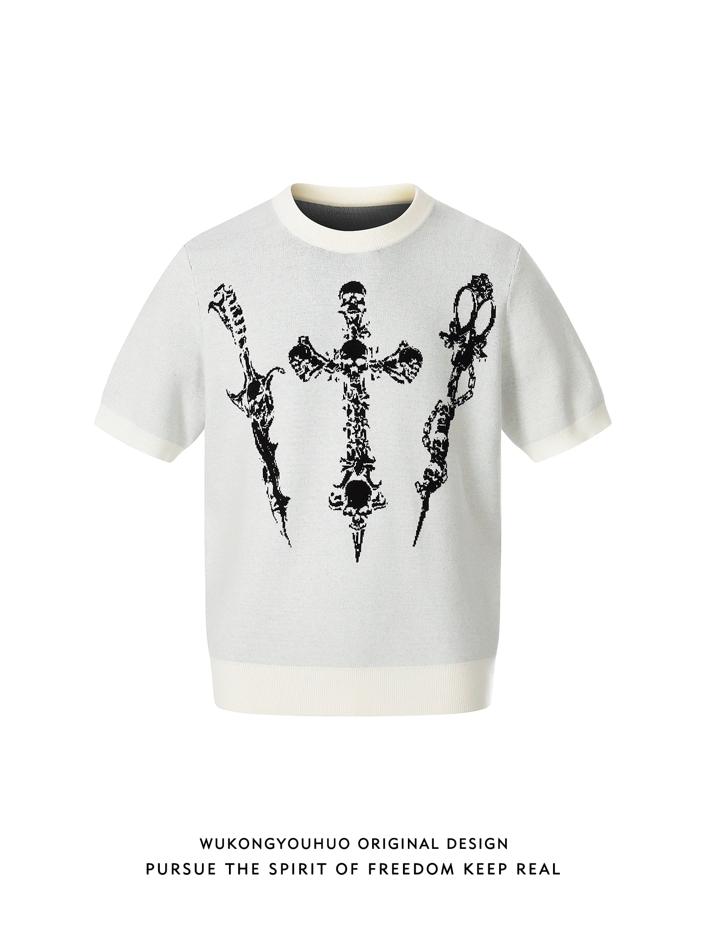 

Американская винтажная летняя повседневная футболка с коротким рукавом и принтом скелета, укороченный топ