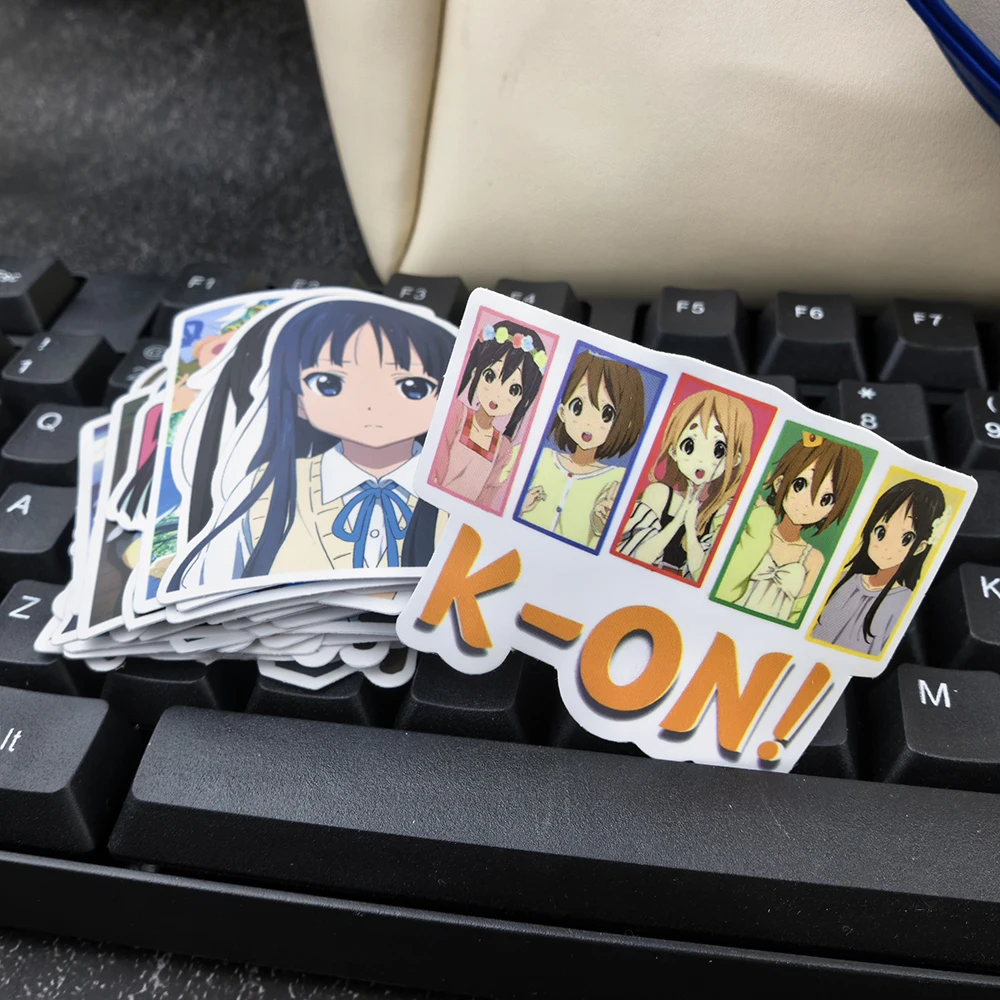 50Pcs KON Light Music Club Anime Stickers Yui Mio Ritsu Tsumugi Waterproof Stickers Pack Notebook Suitcase Phone Case Decor Deca