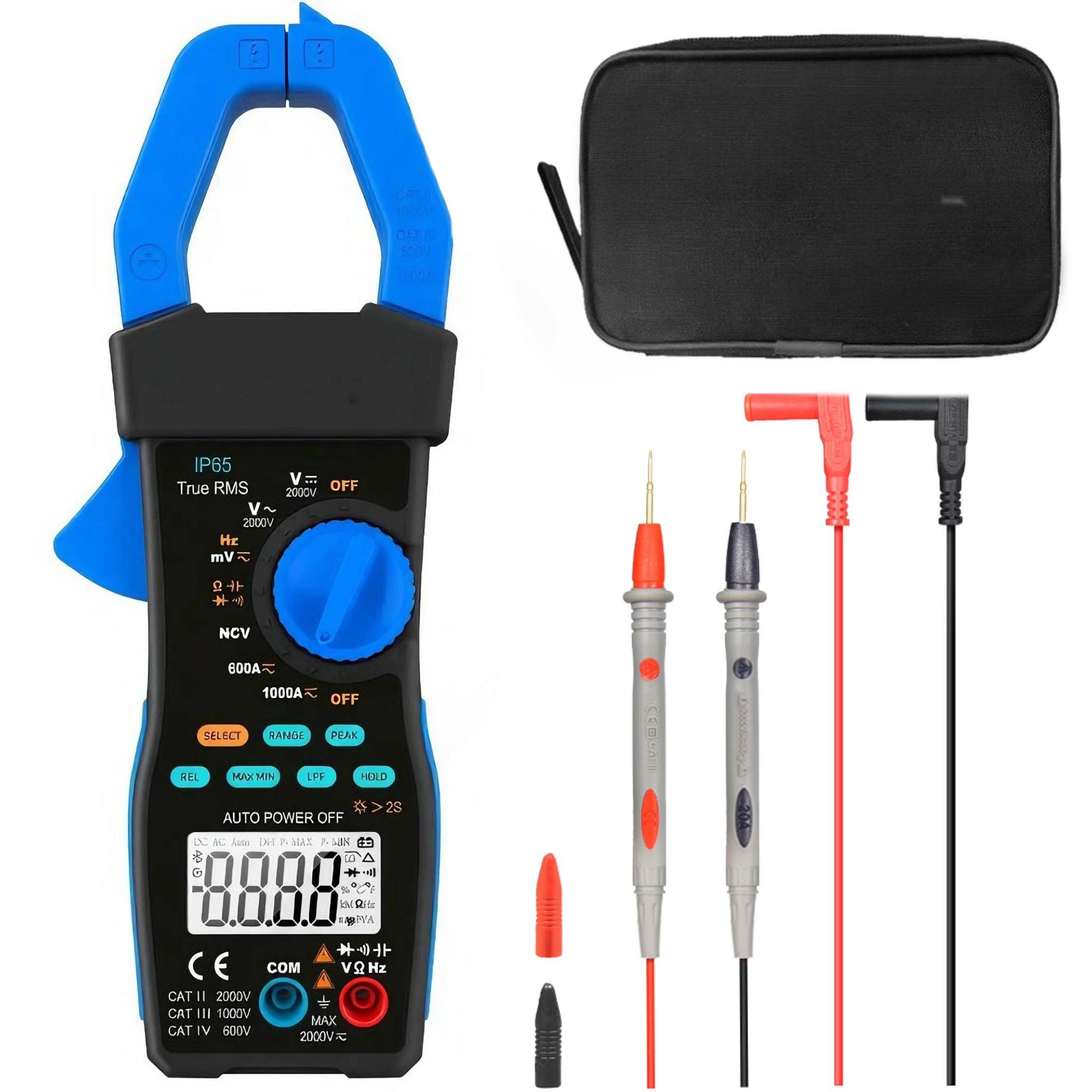 

Digital Clamp Meter 1000A/2000V AC DC Current Voltage LPF Multimeter 6000 Counts TRMS NCV Amp Volt Resistance Capacity Frequency