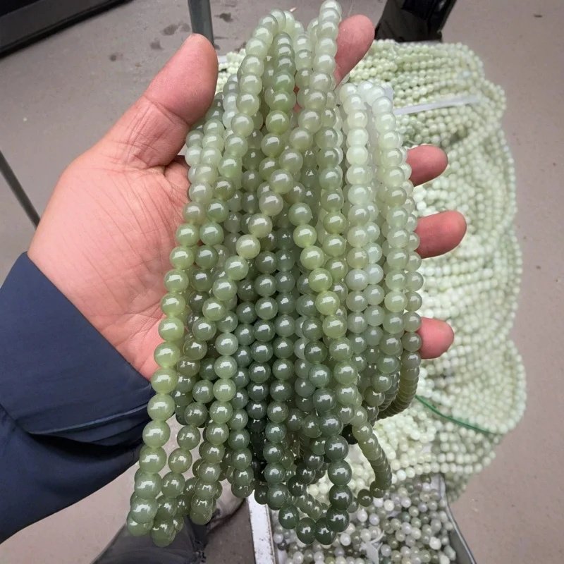 

Natural Hetian Jade Qinghai Material 10Mm Gradient Necklace Fine Color Warm And Moist