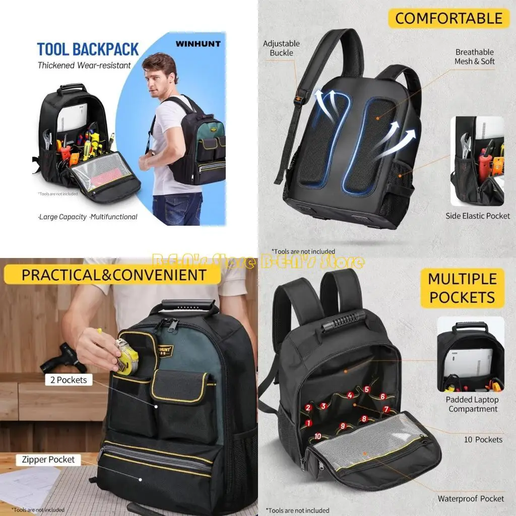 

Рюкзак профессионального электрика Y1AD с водостойким оксфордом и удобными лямками для удобной транспортировки инструментов