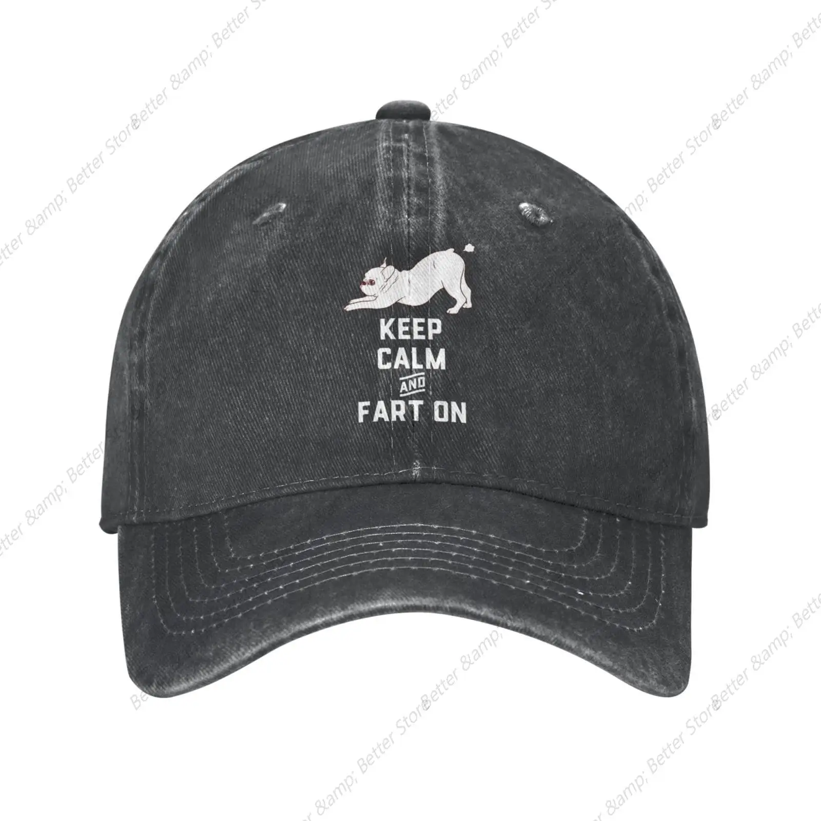 Adult Vintage Trucker Dad Hat French Bulldog Keep Calm and Fart On Baseball Cap Funny Cowboy Hats