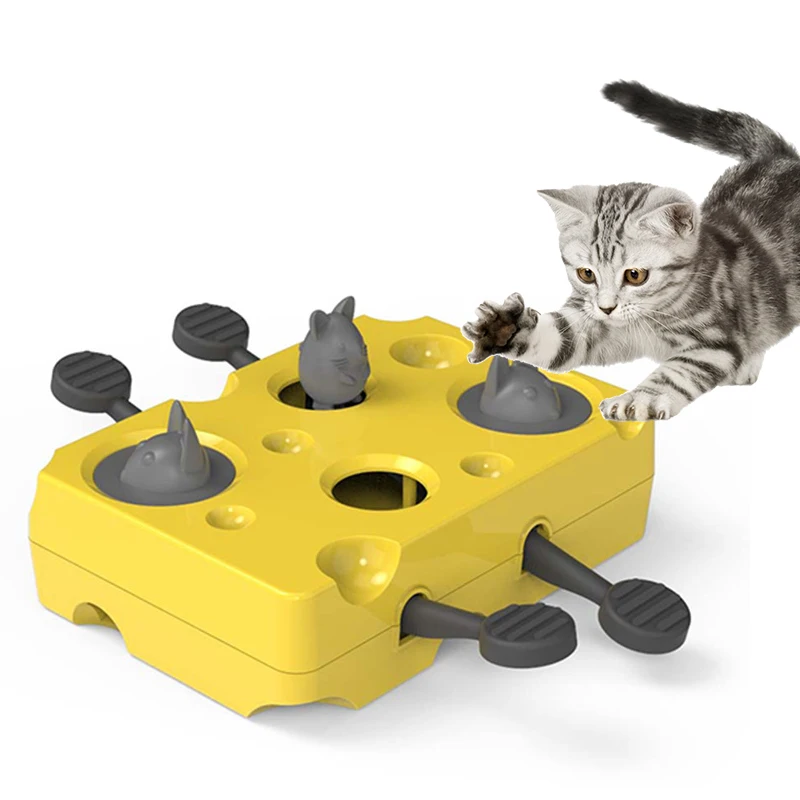 

Interactive Cat Toy Whack a Mole Treat Dispenser Puzzle Leakage Slow Feeder Concentration Training for Indoor Cats Dog