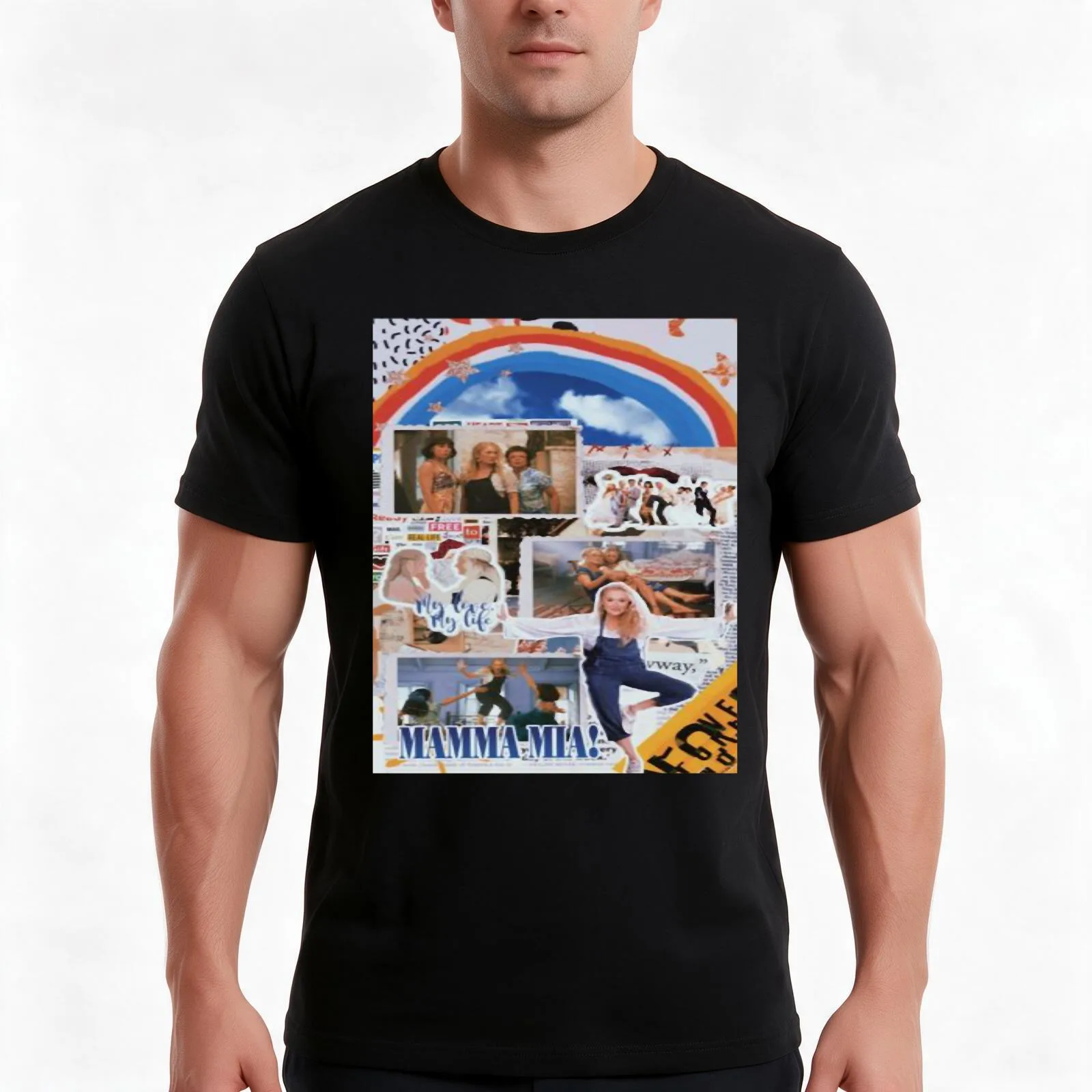 Mens My Favorite Mamma Romantic Musical Mia Drama Retro Vintage T-Shirt, Summer Casual Cotton Tee, Oversized Streetwear Tops