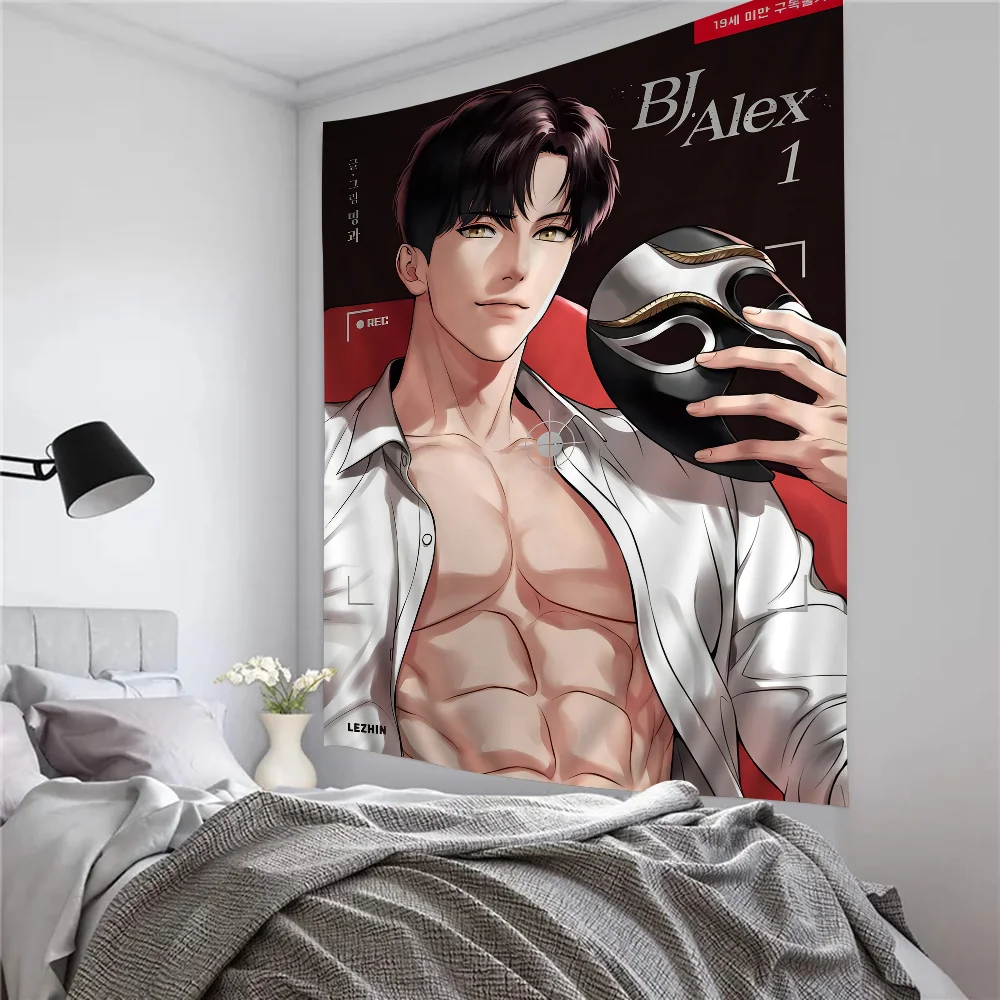 BJ Alex Boys Love Anime Tapestry Anime Tapestry Hanging Tarot Hippie Wall Rugs Dorm Wall Hanging Sheets