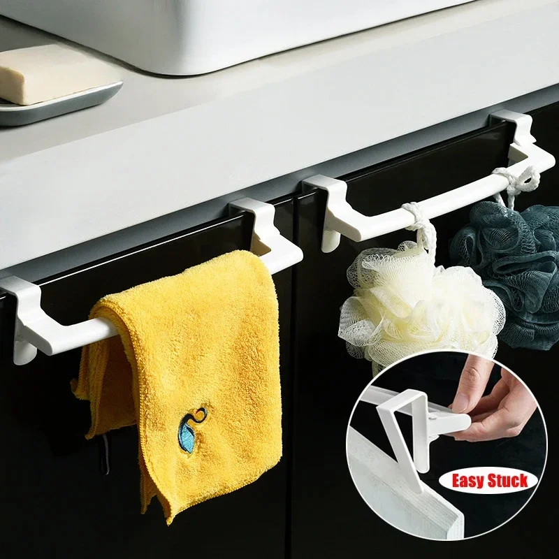 No Punching Under Table Floating Storage Rack Hook Cabinet Door Tower Hanger Rack Paper Roll Holder Shelf Closet Organizer Stand