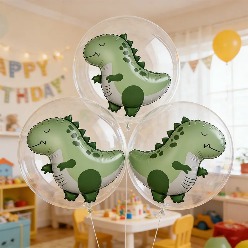 7 Stück niedliche Dinosaurier-Luftballons, transparente Wellenballons, Geburtstagsparty-Dekoration, Hochzeiten, Babyparty, Sommer-Vergnügungen, Zubehör