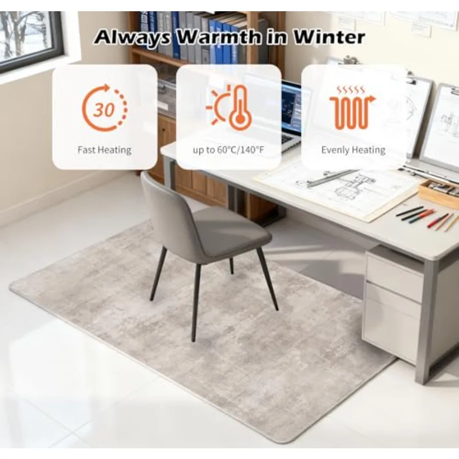 พรมไฟฟ้าอุ่น 35x55 นิ้ว พรมอุ่นนุ่มสบาย พร้อมตัวตั้งเวลา อุ่นเร็ว สำหรับสำนักงาน โซฟา ห้องอ่านหนังสือ