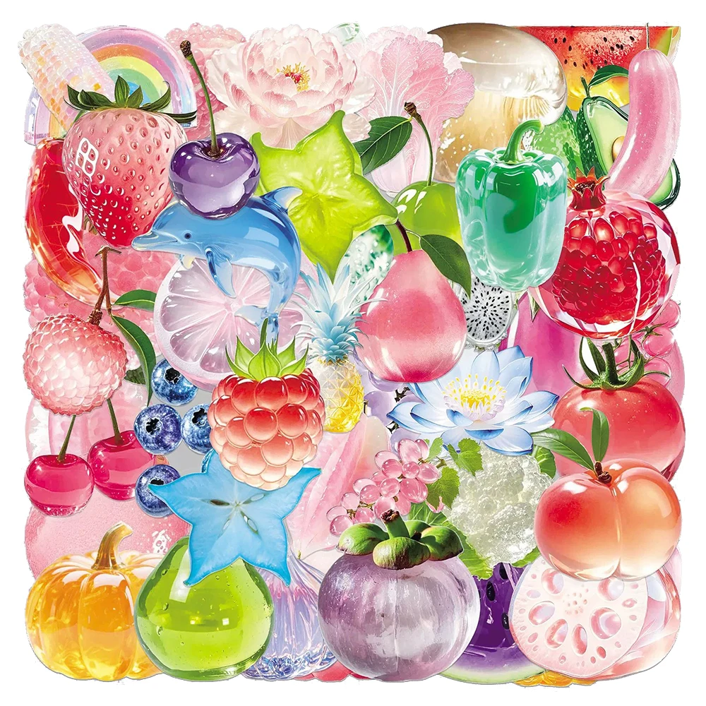 

10/30/50pcs Transparent Cute Cartoon Plant Food Aesthetic Stickers Decals Laptop Phone Suitcase Diary Decoration Sticker Kid Toy