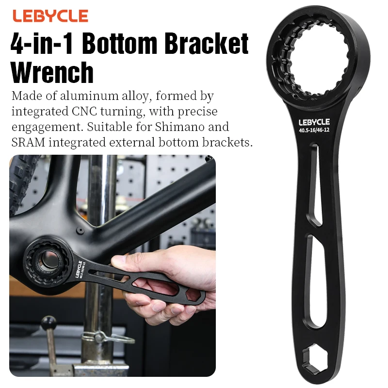 

LEBYCLE велосипедный ключ 4-в-1 для каретки, инструмент для установки каретки велосипеда, инструмент для снятия велосипеда 39, 40,5 44 46 мм, инструменты для каретки