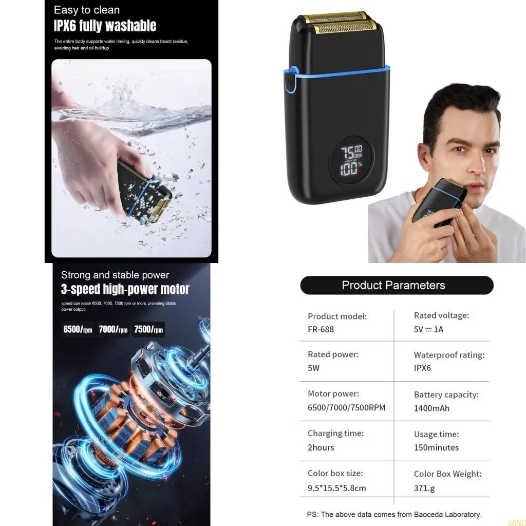 

A0NC Double Foil Rechargeable Men's Shaver for Travel Use Beard Trimmer