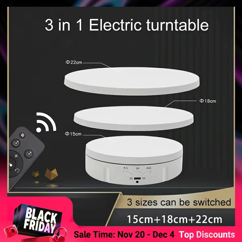 

3 Speeds Electric Rotating Visualizer 360° Turntable Regulation USB Charge Display Stand For Video Shooting Prop Jewelry Shoes