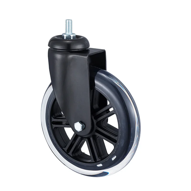 

5 Pc 5-Inch M8 Silent Transparent PU Casters - Office Chair And Furniture Rolling Wheels for Smooth Movement And Noise Reductio