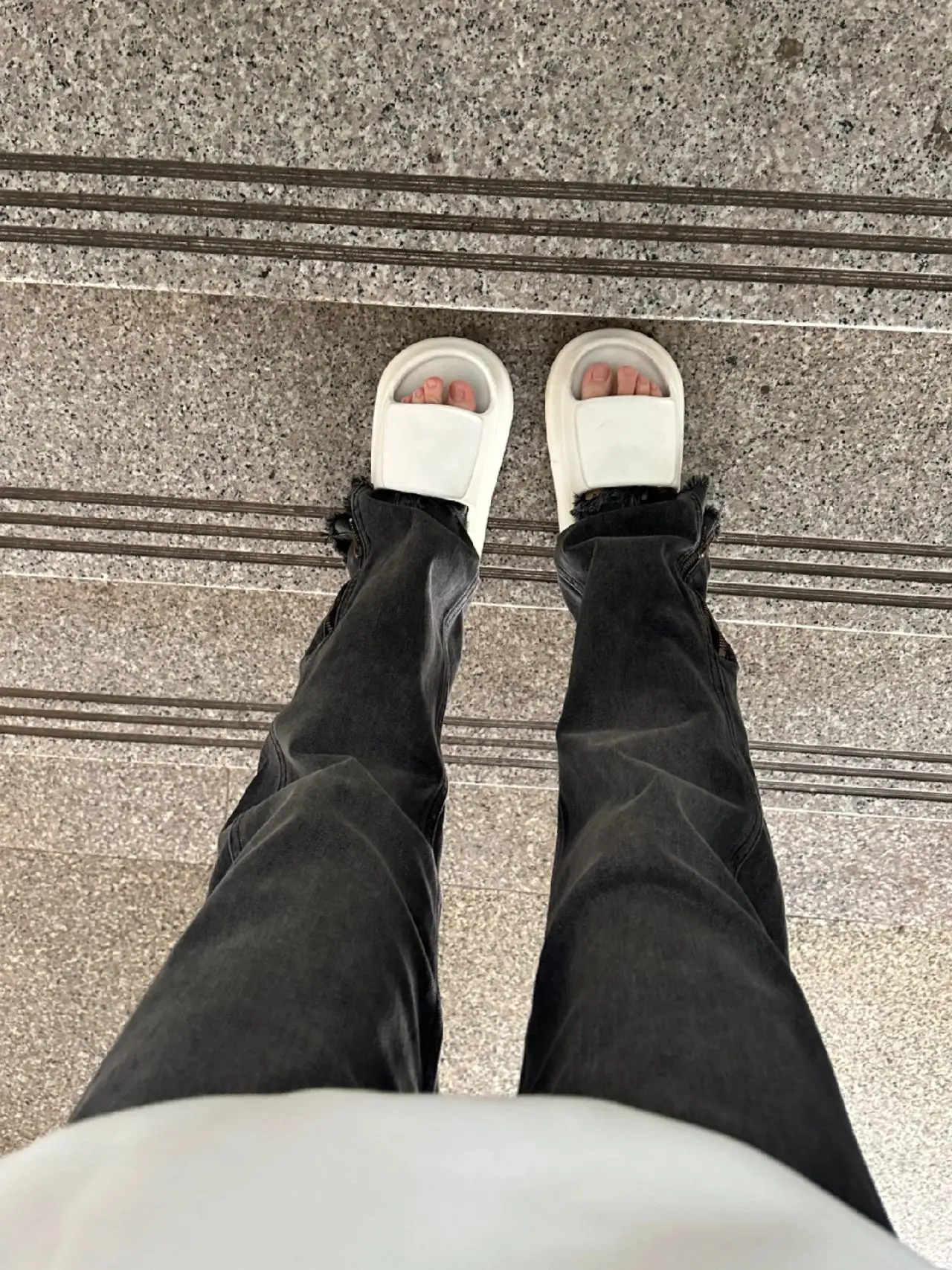 ارتفاع الخصر فضفاض صالح سستة الدينيم الجينز المرأة الخريف حجم كبير مستقيم الساق الطابق طول السراويل الهيب هوب شق تصميم #2