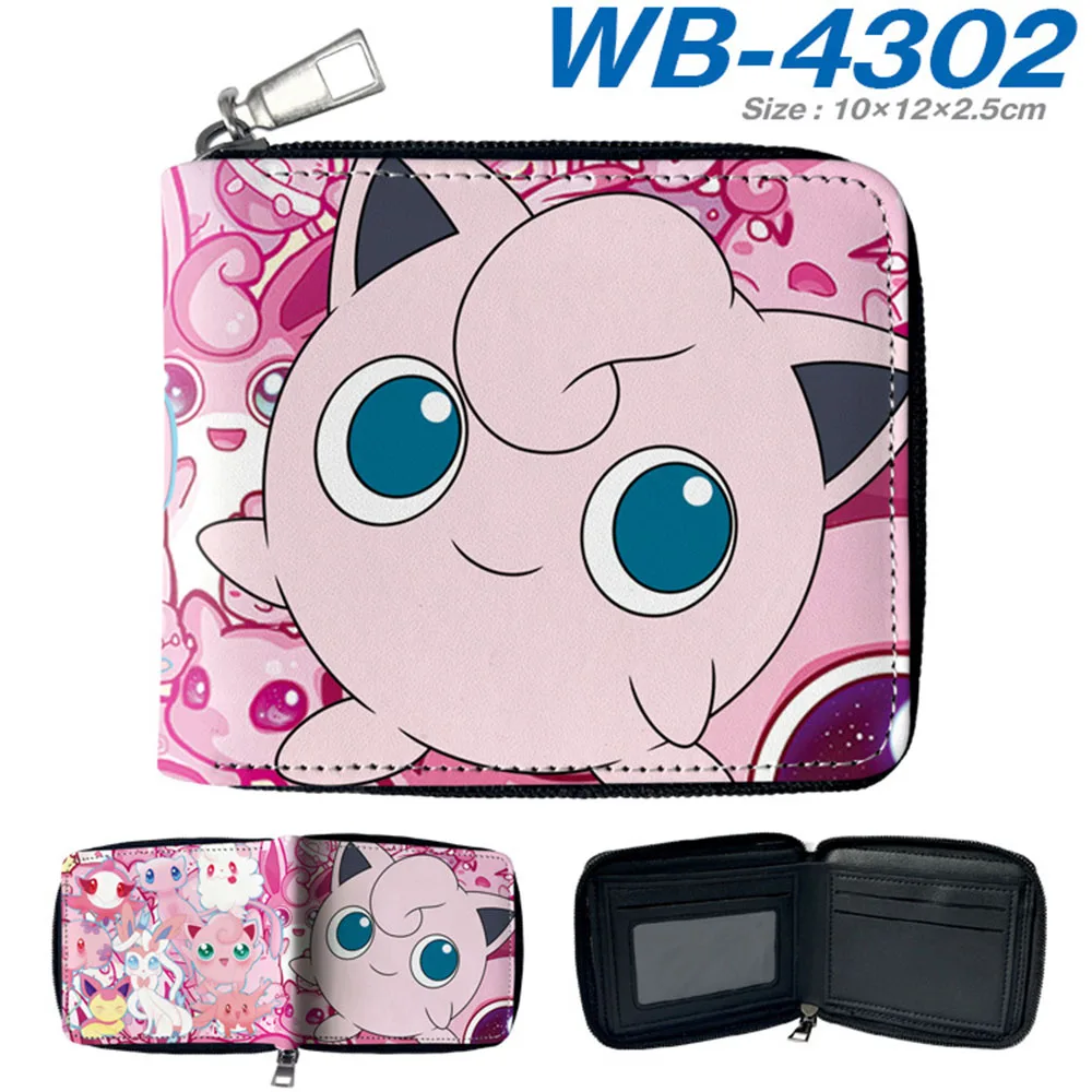 Pokémon Cartoon PU Leather Short Wallet, Kawaii Coin Purse, Pikachu, Gengar, Snorlax, Crianças, Adulto Charme, Aniversário, Presente Festival, Moda