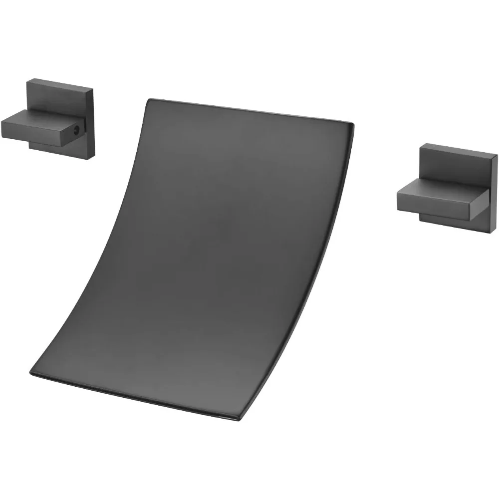 

Matte Black Wall-Mounted Bathtub Faucet with High Flow Waterfall Tub Filler