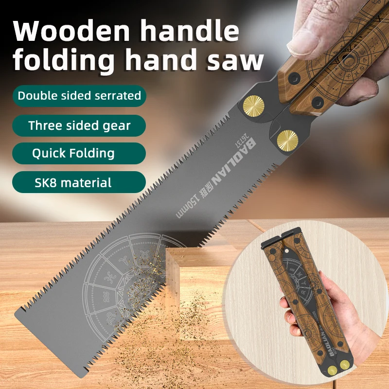 

Double-Sided Folding Saw SK5 Steel Pocket Garden Saw Outdoor Camping Industrial Grade Anti Slip And Durable Manual Hardware Tool